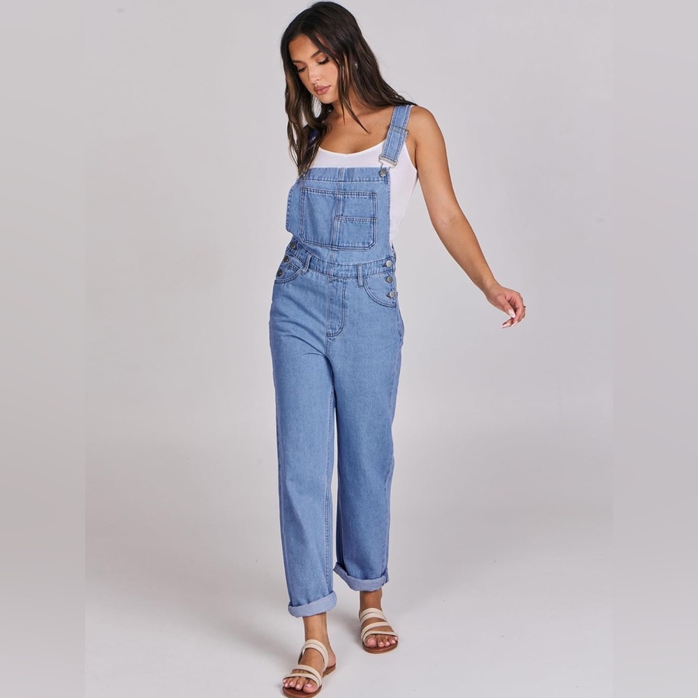 ANRABESS Loose Fit Denim Adjustable Strap Jean Jumpsuit Bib 2025 Casualwork - Picture 6 of 8